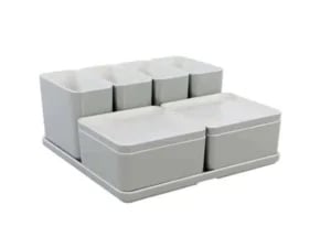 Cube organizer sæt 15: Består af skål/bakke nr. (6) + 2stk.(1)+ 2stk.(2) + 4stk.(3) - 21 x 21 x H9.3 cm | Black. Champagne. Grey