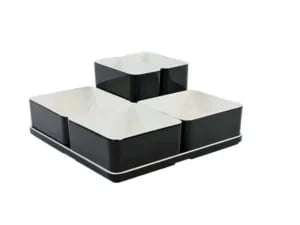 Cube organizer sæt 16: Består af skål/bakke nr. (6) + 3stk.(1) + 2stk.(3) - 21 x 21 x H9.3 cm | Black. Champagne. Grey