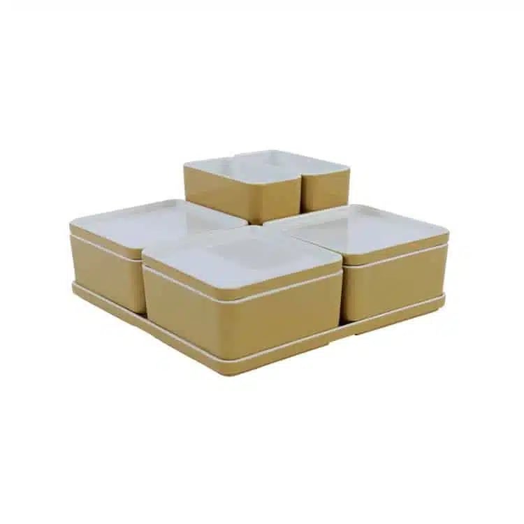 Cube organizer sæt 17: Består af skål/bakke nr. (6) + 3stk.(1)+ 3stk.(2) + 2stk.(3) - 21 x 21 x H9.3 cm | Black. Champagne. Grey