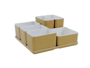 Cube organizer sæt 18: Består af skål/bakke nr. (6) + (1) + 3stk.(5) + 2stk.(3) - 21 x 21 x H9.3 cm | Black. Champagne. Grey