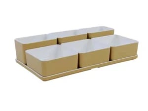 Cube organizer sæt 21: Består af skål/bakke nr. (8) + 3stk.(1) + 3stk.(3) - 31.7 x 17.5 x H7.2 cm | Black. Champagne. Grey