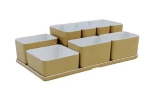 Cube organizer sæt 24: Består af skål/bakke nr. (8) + (1) + 3stk.(5) + 4stk.(3) - 31.7 x 17.5 x H9.3 cm | Black. Champagne. Grey