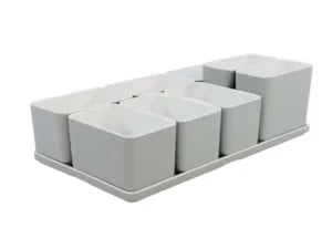 Cube organizer sæt 25: Består af skål/bakke nr. (8) + 6stk.(5) + 2stk.(3) - 31.7 x 17.5 x H9.3 cm | Black. Champagne. Grey