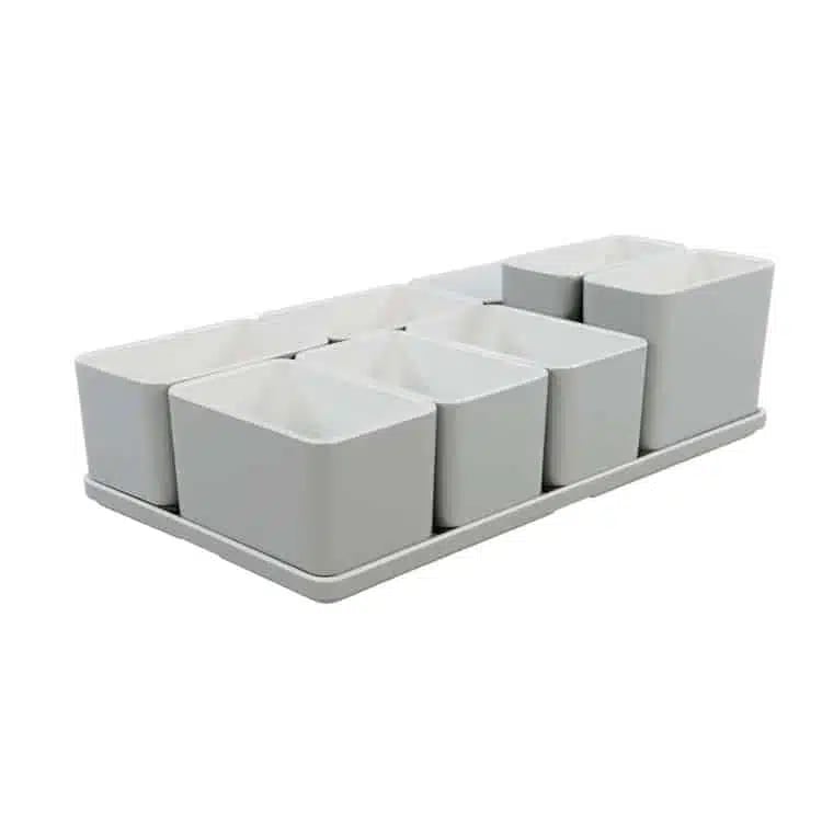 Cube organizer sæt 25: Består af skål/bakke nr. (8) + 6stk.(5) + 2stk.(3) - 31.7 x 17.5 x H9.3 cm | Black. Champagne. Grey