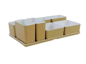 Cube organizer sæt 26: Består af skål/bakke nr. (8) + 2stk.(1) + 3stk.(5) + 2stk.(3) - 31.7 x 17.5 x H9.3 cm | Black. Champagne. Grey