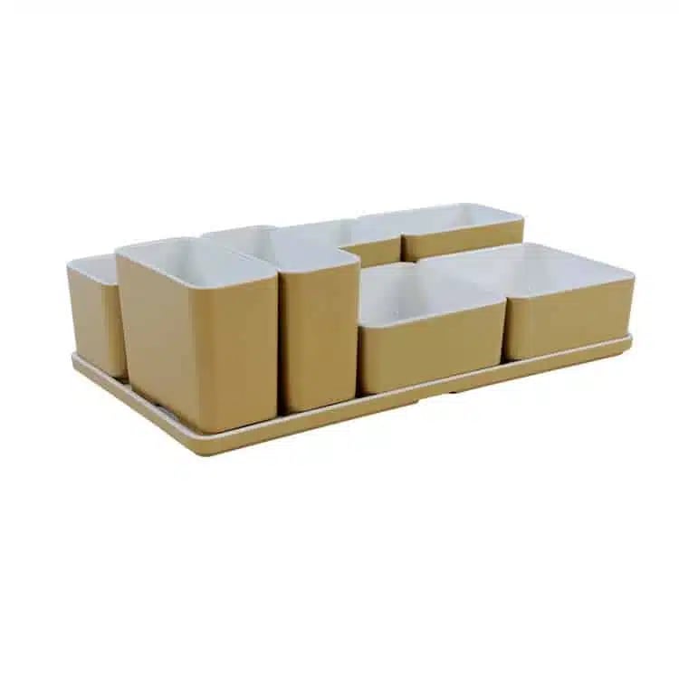 Cube organizer sæt 26: Består af skål/bakke nr. (8) + 2stk.(1) + 3stk.(5) + 2stk.(3) - 31.7 x 17.5 x H9.3 cm | Black. Champagne. Grey