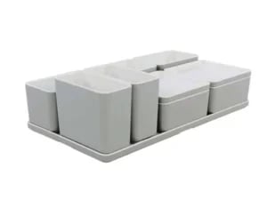 Cube organizer sæt 27: Består af skål/bakke nr. (8) + 2stk.(1) + 2stk.(2) + 3stk.(5) + 2stk.(3) - 31.7 x 17.5 x H9.3 cm | Black. Champagne. Grey