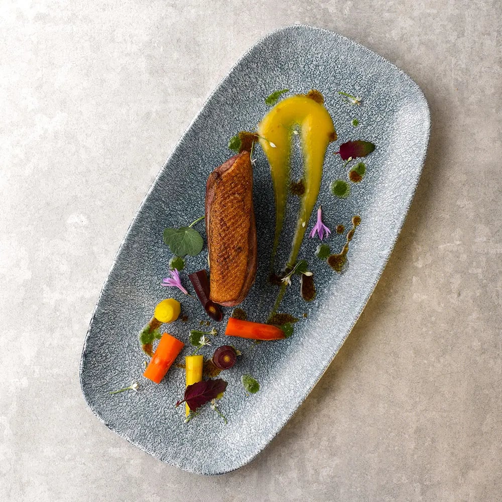 Raku Topaz Blue chefs oblong tallerken, 298x153mm - Billede 2