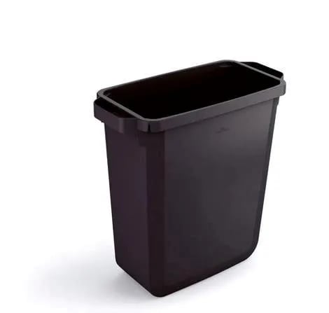 Beholder sort 60L plast u/låg