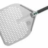 Pizzaspade, aluminium m/huller,32x32cm,150cm skaft