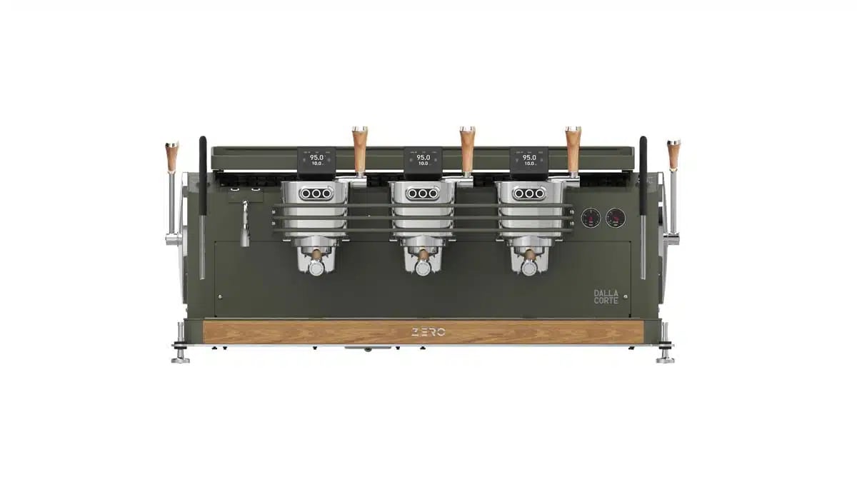 Espressomaskine ZERO BARISTA 3-gruppe i Olive Green Oak