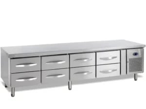 UC5480 Rustfrit Kølebord med 8 GN1/1 Skuffer, 350L