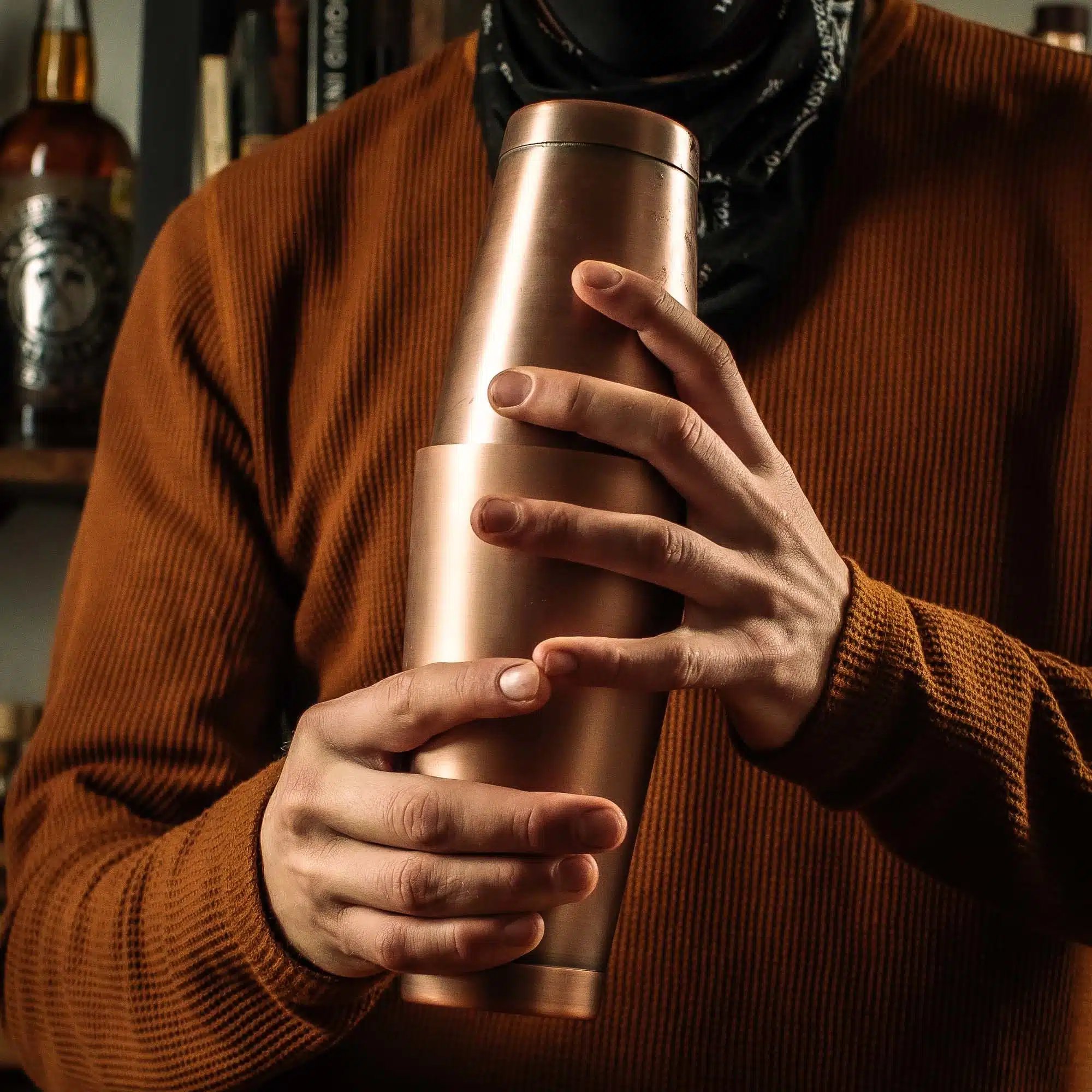 Cocktail shaker/tin sæt, antik kobber - Billede 2