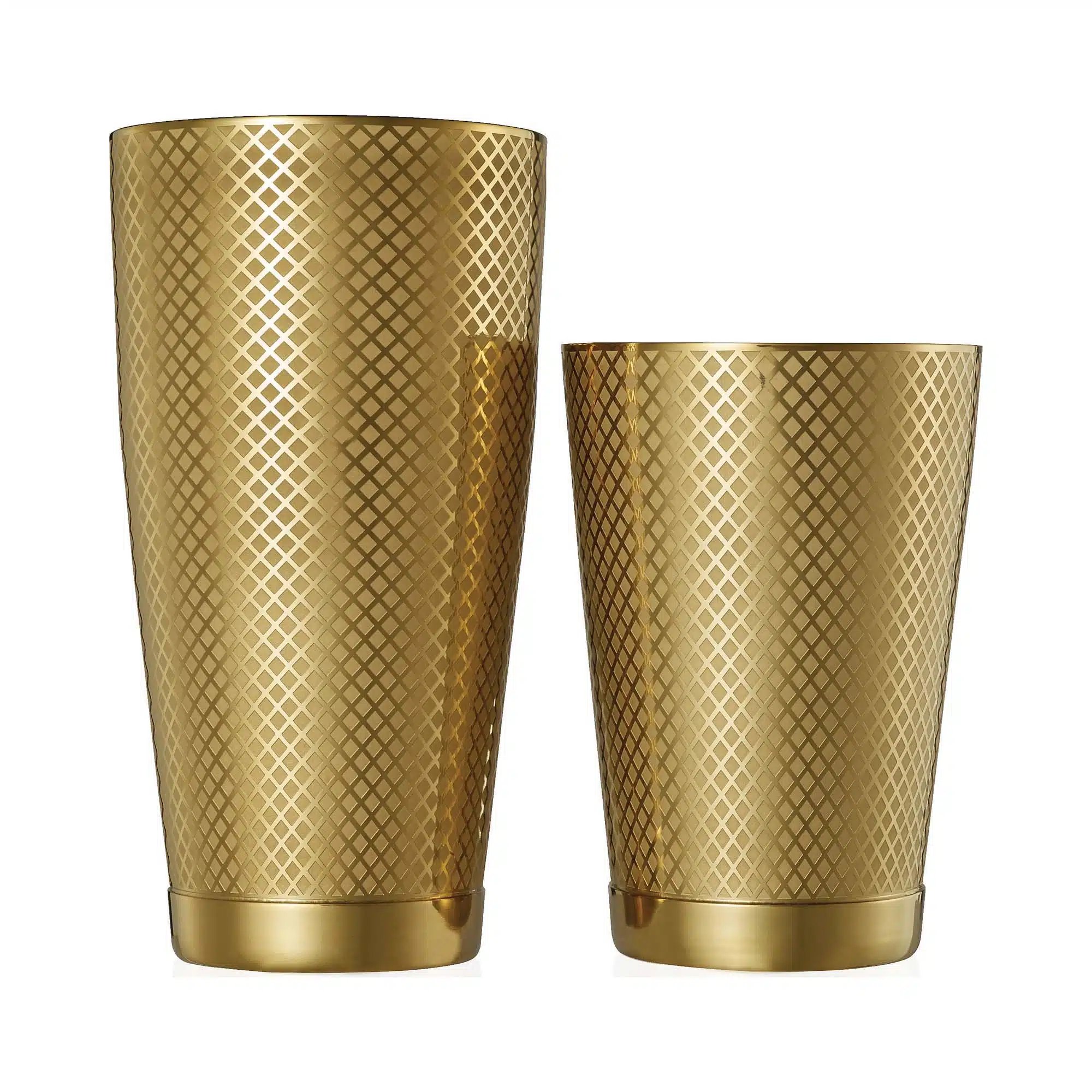 Diamond Lattice shaker/dåse sæt, guld, Barfly, 830/530ml - Billede 4