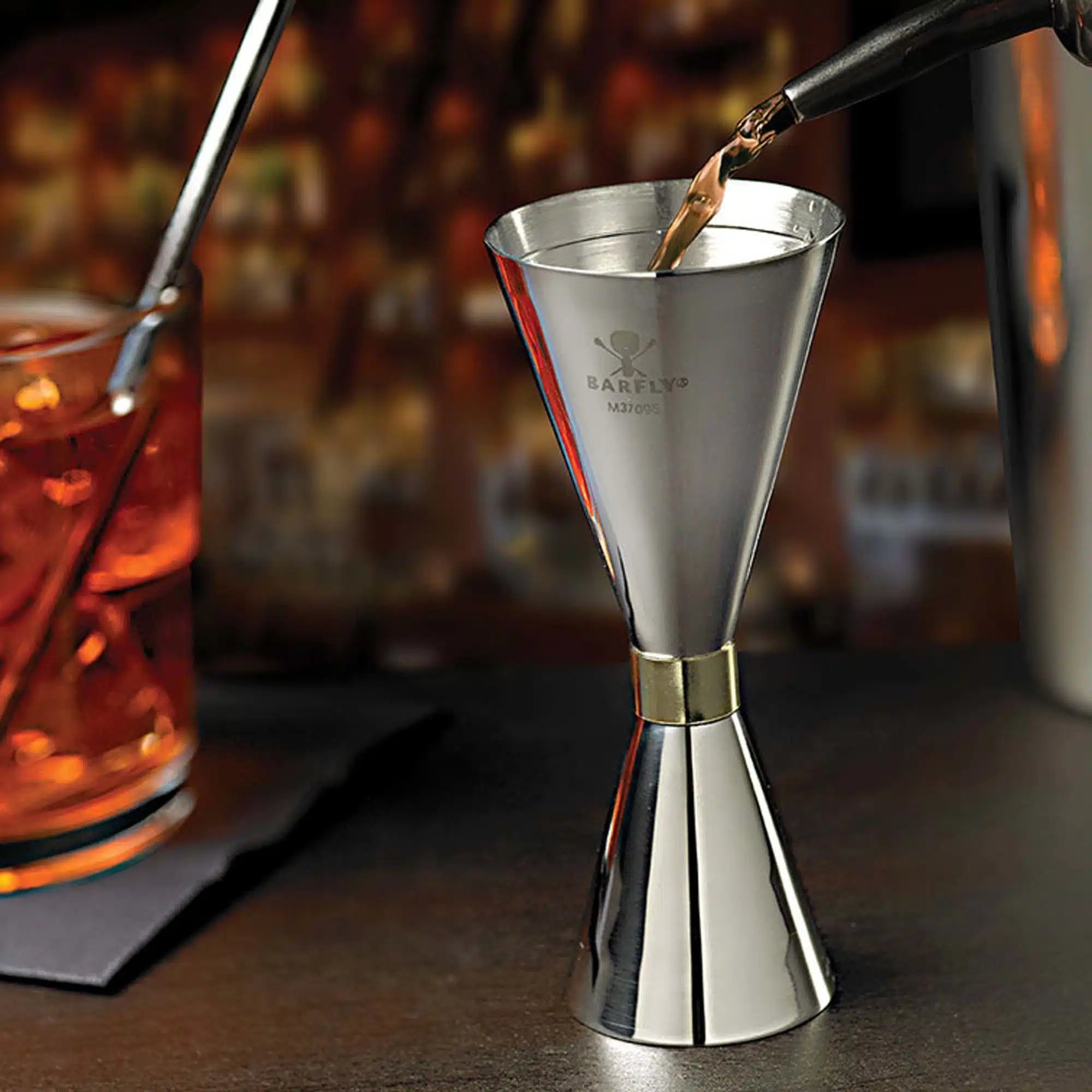 Slim Style jigger, rustfrit stål m/guld bånd, 2 oz., Barfly - Billede 6