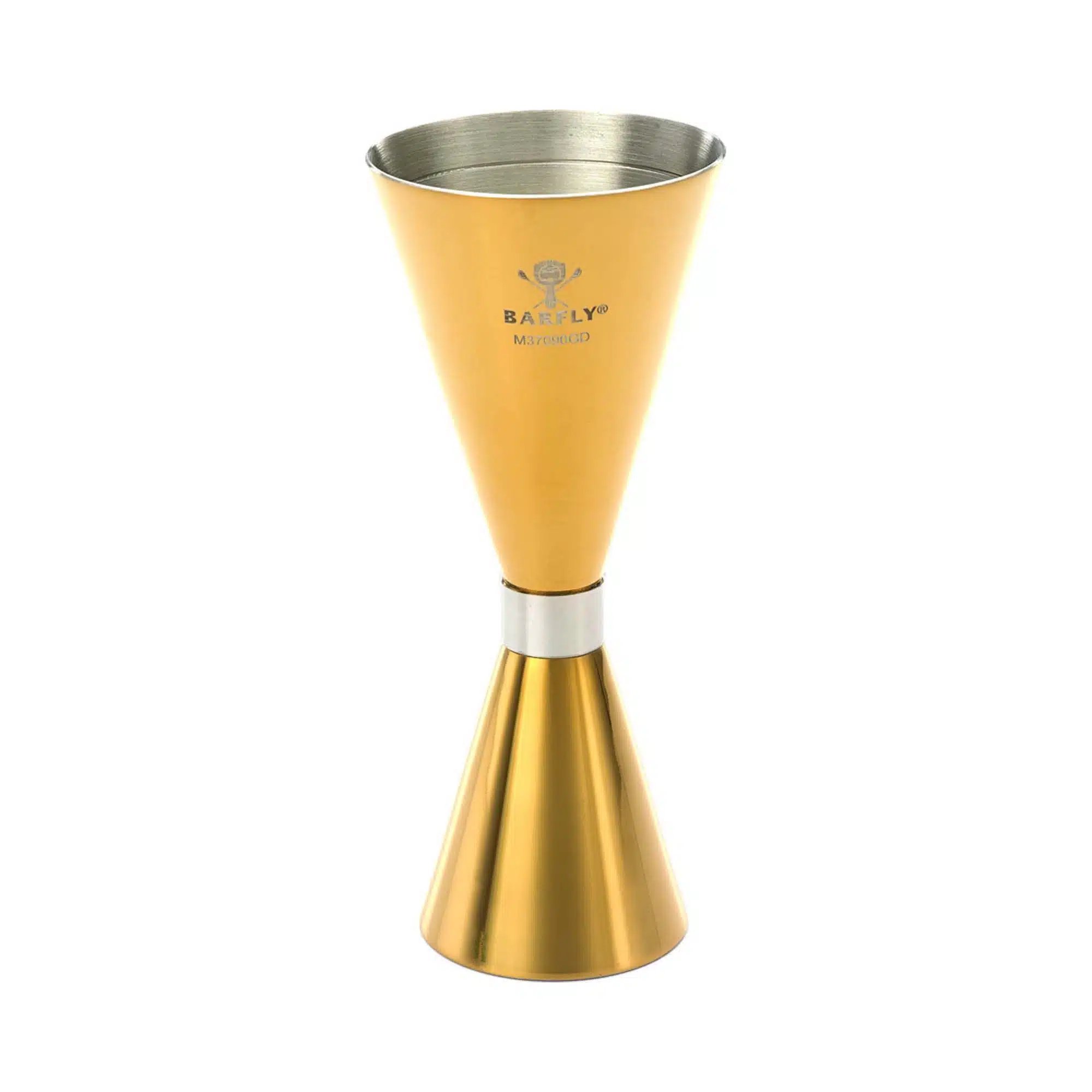Slim Style jigger, guld tallerken med rustfrit stål bånd, 2 oz., Barfly - Billede 3