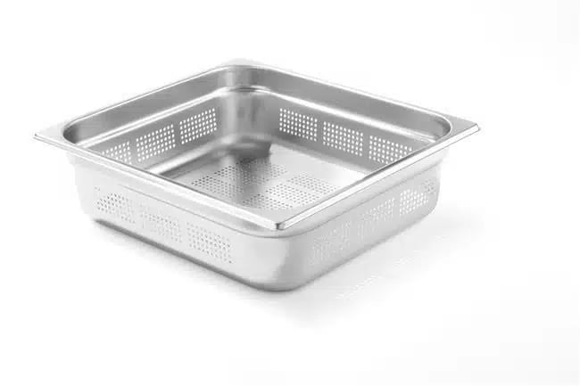 Perforeret rustfrit stålbeholder GN 2/3, (h)100 mm - Billede 2