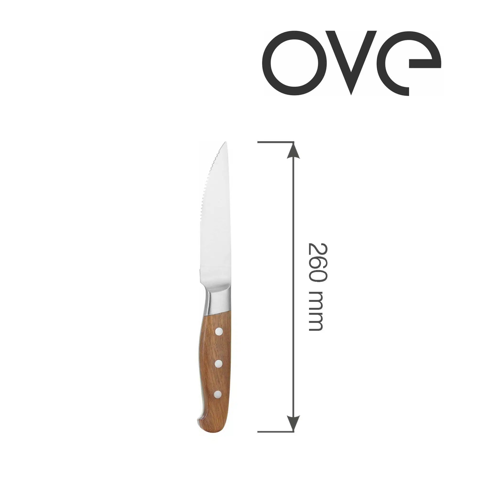 Steakkniv 260 mm, sæt af 6 i gaveæske, ROSE TRÆ - Billede 3