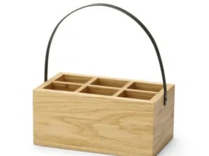 Madeira kasse til bestik og servietter, 260x150x120mm