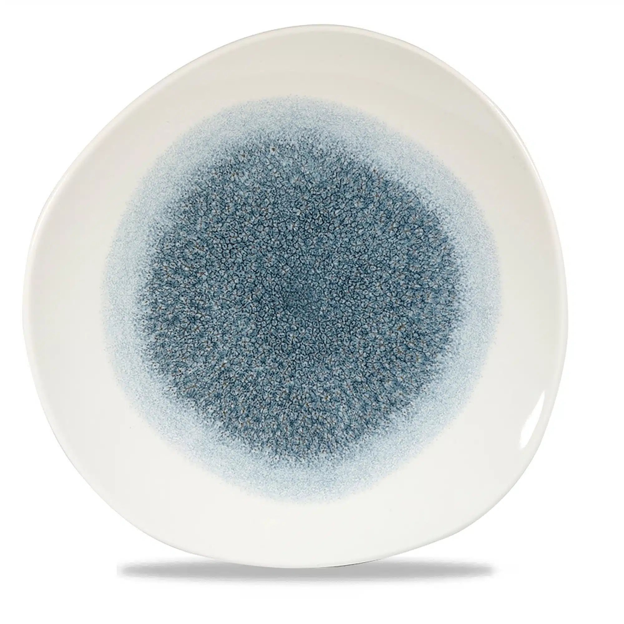 Raku Topaz Blue rund spor tallerken, 286mm