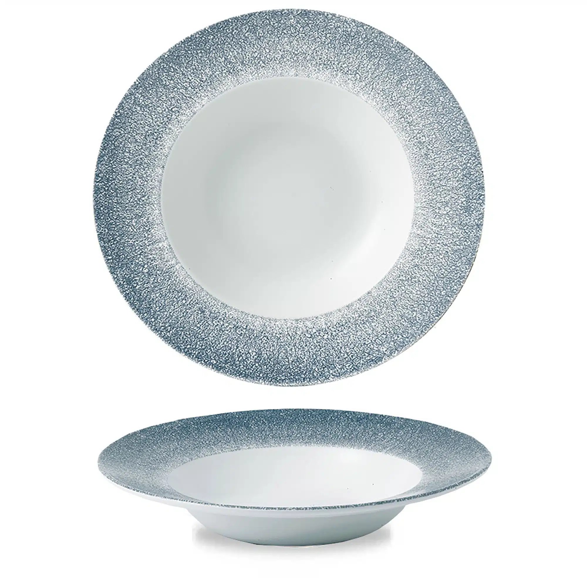 Raku Topaz Blue Profil bred kant skål, 280mm