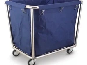 Vasketrolley lavet af rustfrit stål med aftagelig vasketaske, 900x650mm