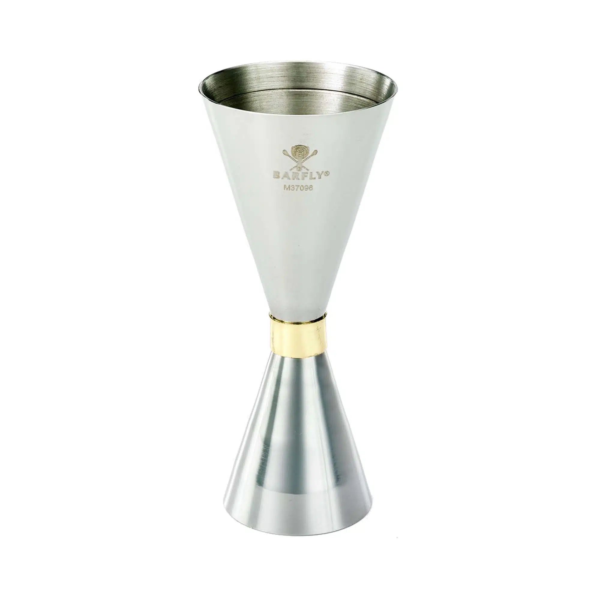 Slim Style jigger, rustfrit stål m/guld bånd, 2 oz., Barfly