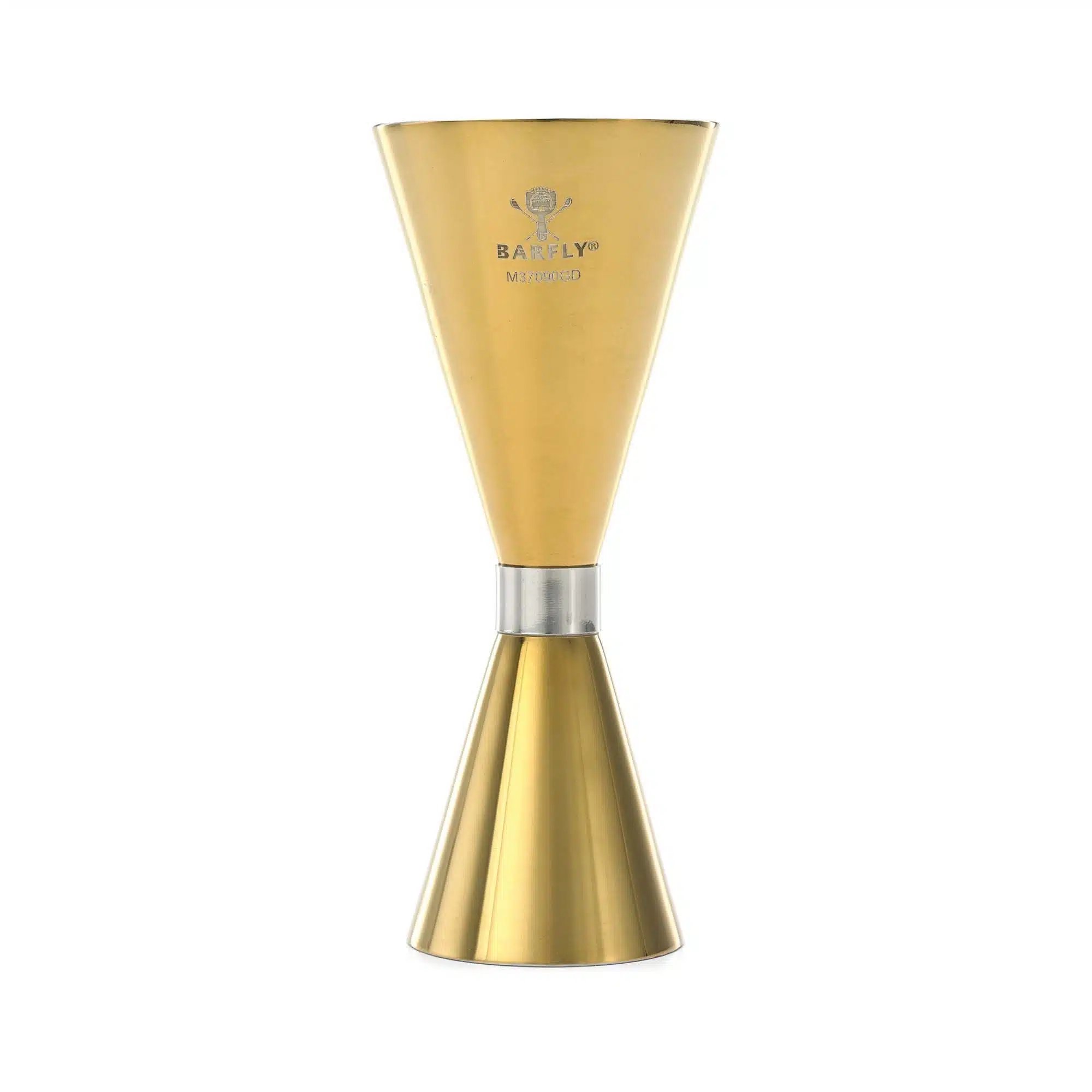 Slim Style jigger, guld tallerken med rustfrit stål bånd, 2 oz., Barfly