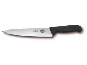 Victorinox Fibrox Pro kokkekniv med 19 cm bølget klinge og ergonomisk sort Fibrox-håndtag.