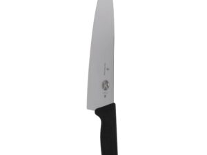 Frontbillede af Victorinox 10-tommer kokkekniv med sort Fibrox-håndtag og skarp klinge