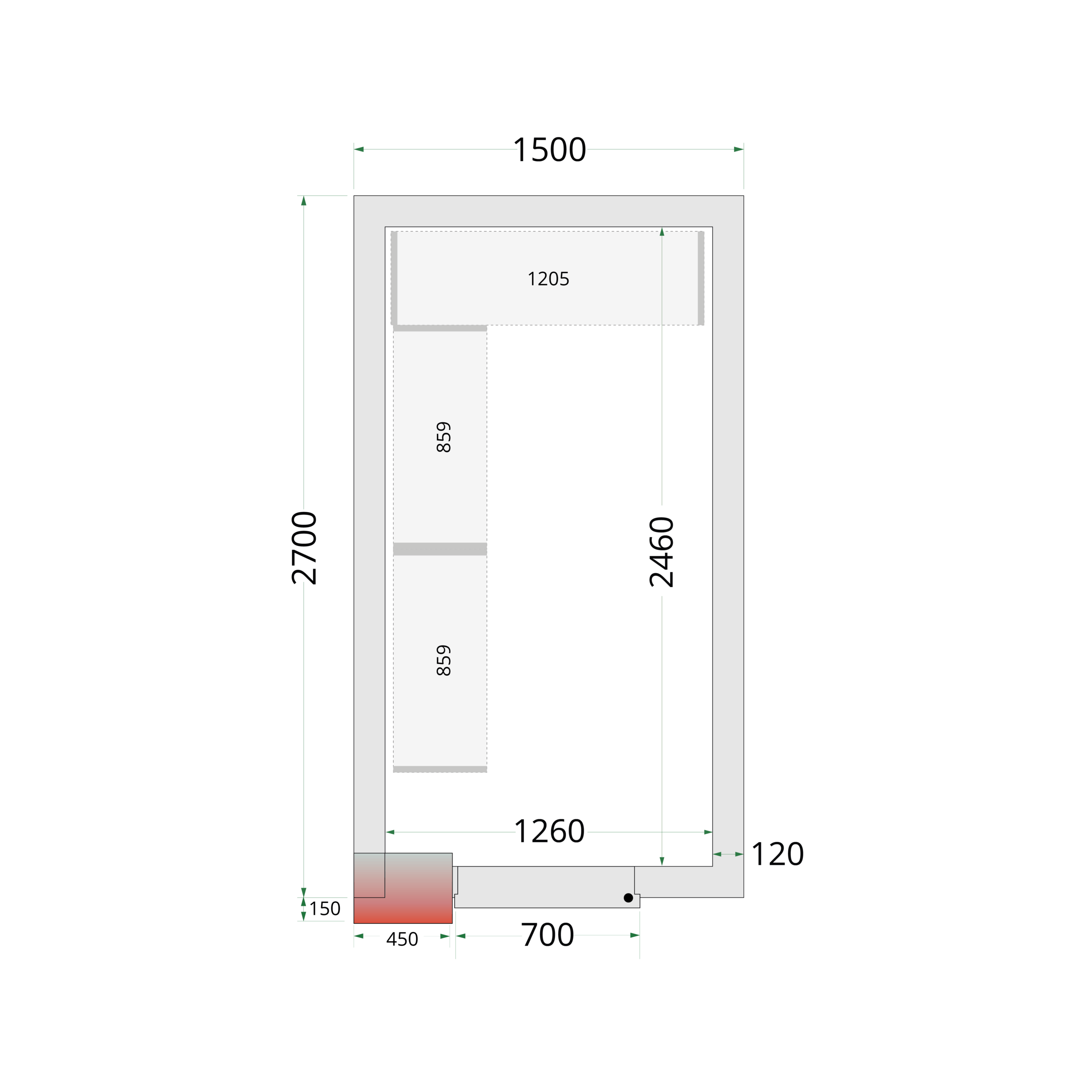 CR150x270x220 Fryserumspaneler 120 mm