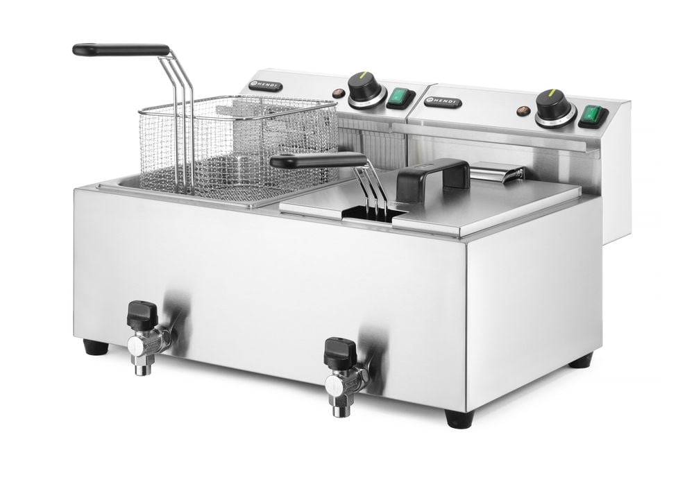 Friture Profi Line med afløbsventil, 2 × 8 l, 16L, 230V/7000W, 605x515x(H)350mm - Billede 3