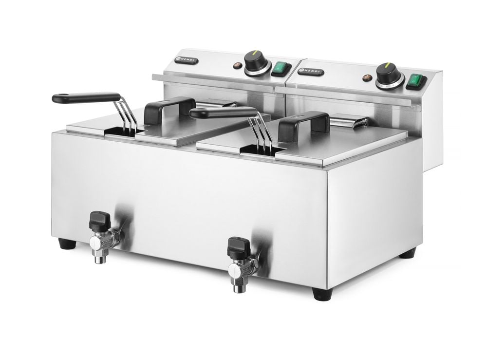Friture Profi Line med afløbsventil, 2 × 8 l, 16L, 230V/7000W, 605x515x(H)350mm - Billede 4