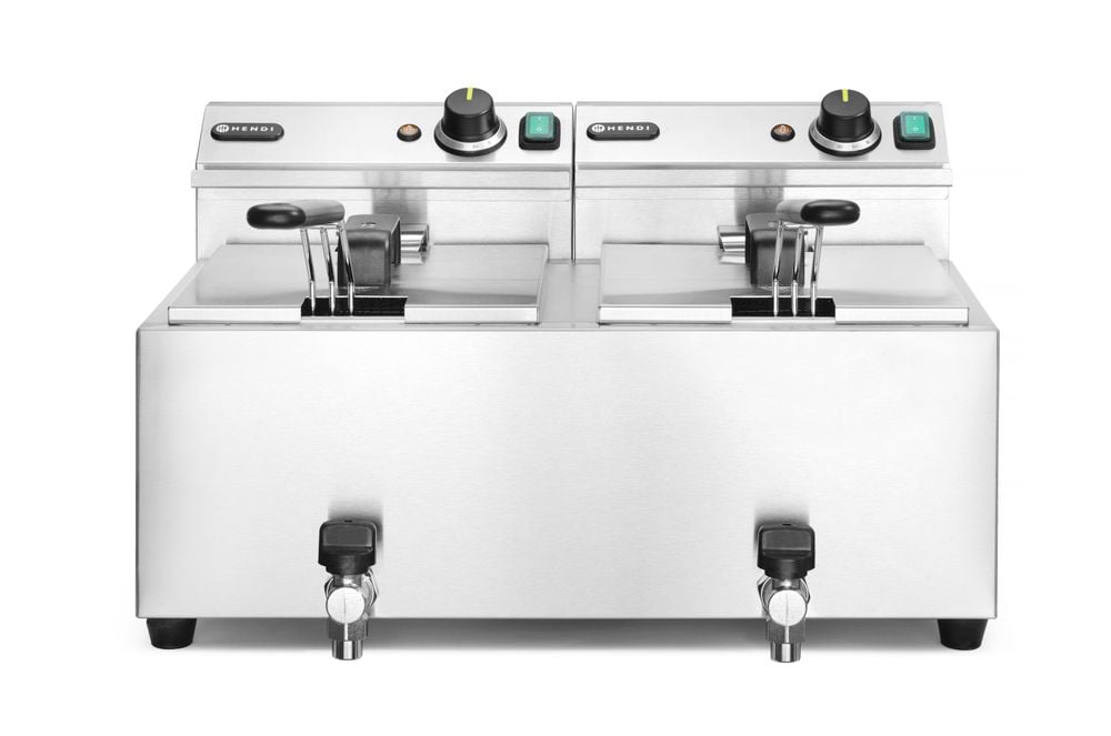 Friture Profi Line med afløbsventil, 2 × 8 l, 16L, 230V/7000W, 605x515x(H)350mm - Billede 2