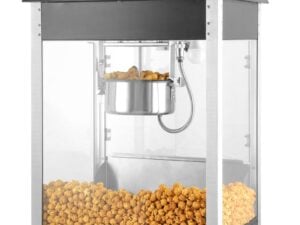 Popcornmaskine, sort, 230V/1500W, 560x420x(H)770mm, robust aluminiumsramme, glasdør, varmebestandige håndtag, belysning indeni, varmebund, cyklustid ca. 2 min. - Billede 9