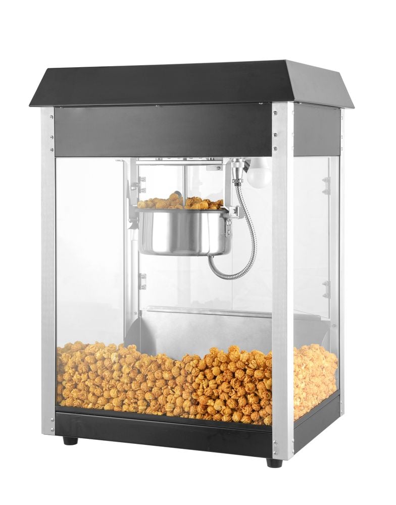 Popcornmaskine, sort, 230V/1500W, 560x420x(H)770mm, robust aluminiumsramme, glasdør, varmebestandige håndtag, belysning indeni, varmebund, cyklustid ca. 2 min. - Billede 9