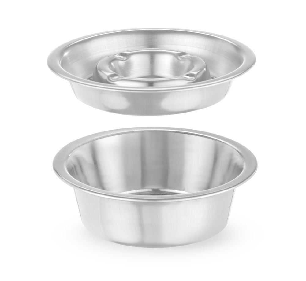 Rustfrit stål askebæger med bundbakke, ø140x(h)40mm, sort abs dæksel - Billede 3