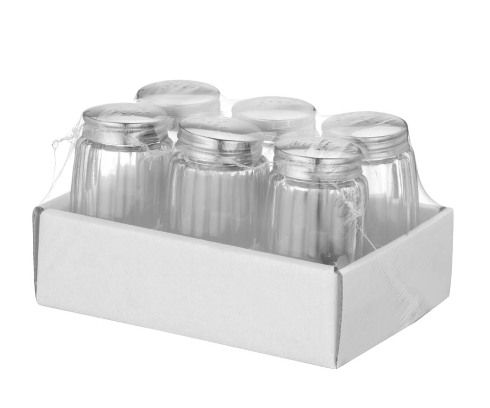 Salt shaker i glas med rustfrit stål låg, 6 stk., ø40x(h)70mm - Billede 2