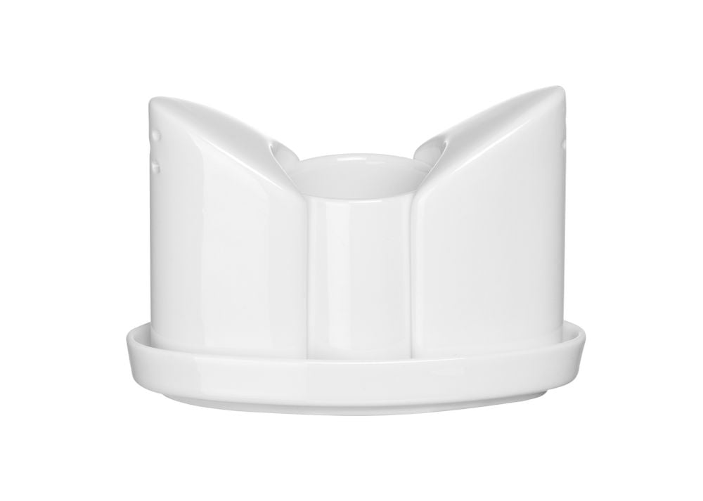 Krydderisæt i hvidt porcelæn - salt, peber og tandstikker, 125x54x(h)90mm. - Billede 3