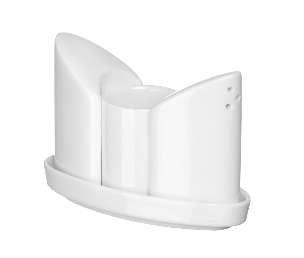 Krydderisæt i hvidt porcelæn - salt, peber og tandstikker, 125x54x(h)90mm. - Billede 4