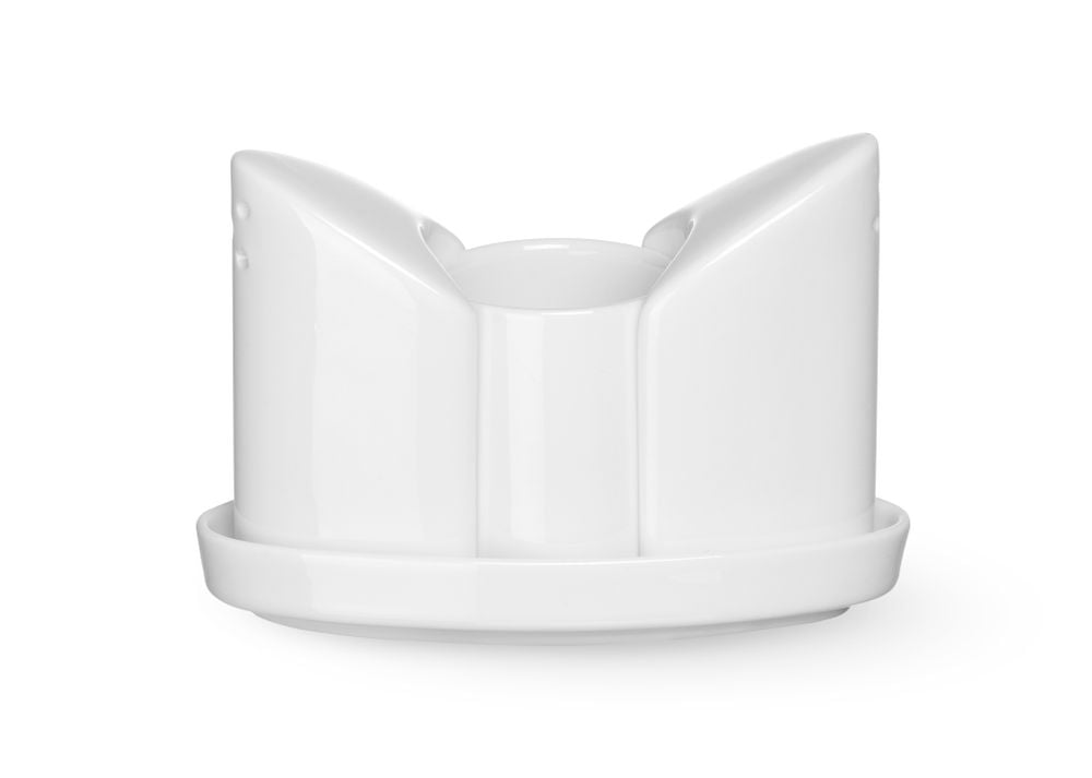 Krydderisæt i hvidt porcelæn - salt, peber og tandstikker, 125x54x(h)90mm. - Billede 5