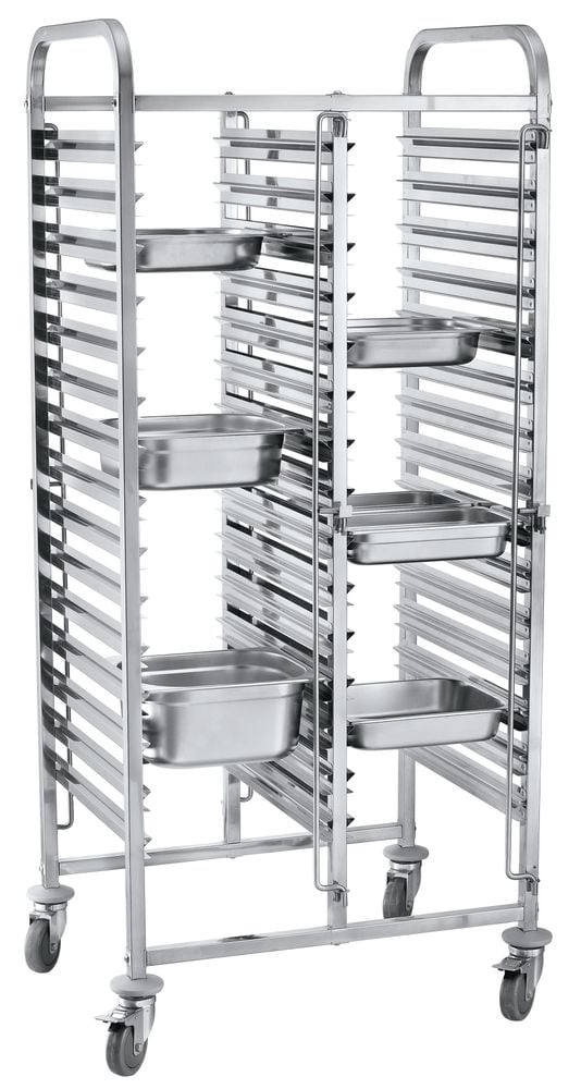 Dobbelt serveringsvogn - 30 x GN 1/1, 740x550x(H)1730mm, 150 kg kapacitet - Billede 2