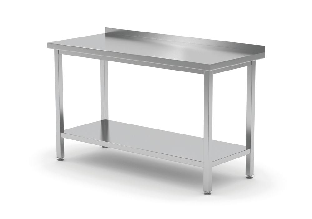 Vægmonteret arbejdsbord med opkant og hylde - dybde 600 mm, Kitchen Line, 1000x600x(H)850mm - Billede 2