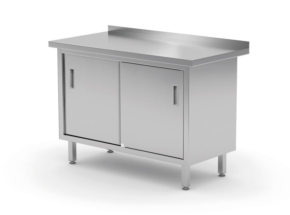 Vægmonteret arbejdsbordsskab med skydedøre - svejset, Profi Line, 1400x600x(H)850mm - Billede 3