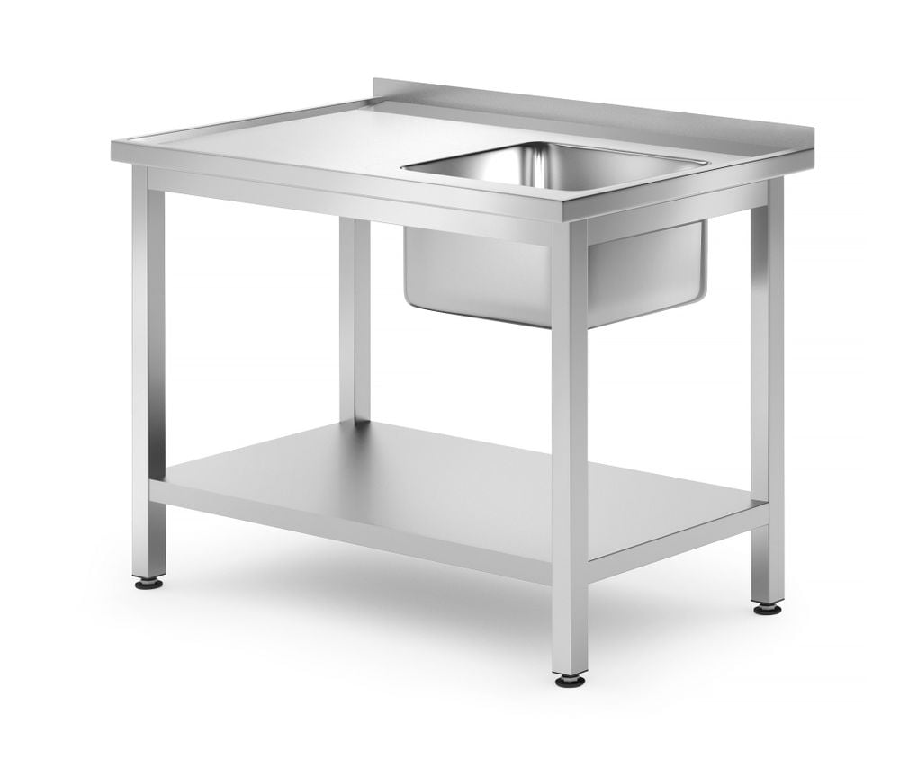 Enkeltvask bord med hylde, Køkkenlinje, Højre, 1000x700x(H)850mm, stk. - Billede 2