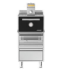 Josper HJX-PRO-S80-TD trækulsfyret grillovn med underbord og opbevaringsskuffe, set forfra