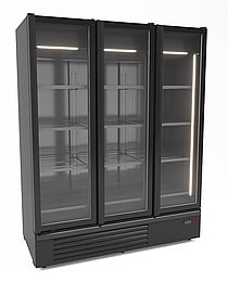 Combisteel - KØLESKAB 3 GLASDØRE SORT 1555L