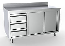 Combisteel - 700 ARBEJDSBORD SKYDEDØRE SKUFFER VENSTRE MED KANT 2000