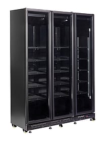 Combisteel - KØLESKAB 3 GLASDØRE SORT NAP-1200 HT - MED DØRVARME
