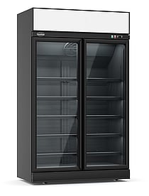 Combisteel - KØLESKAB 2 GLASDØRE SORT INS-1000R BL